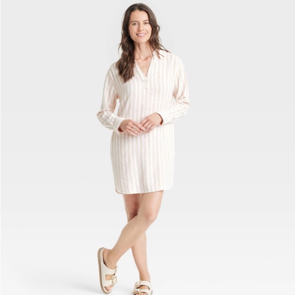 Universal Thread Linen Blend Striped Dress